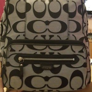 Coach silver and black backpack